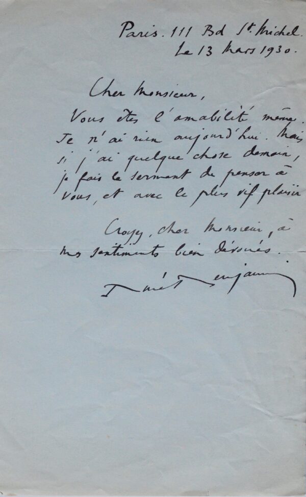 René Benjamin n'a rien, résolument rien, pour Marcel Thiébaut