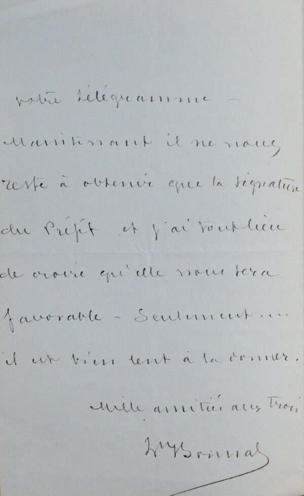 Lettre de Léon Bonnat à Lapierre, directeur du Nouvelliste de Rouen