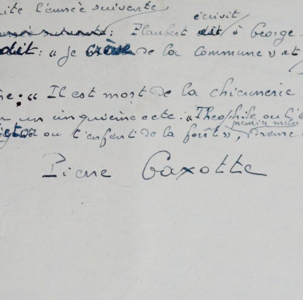 Manuscrit de Pierre Gaxotte consacré à Théophile Gautier, intitulé  "Le Forçat du feuilleton"