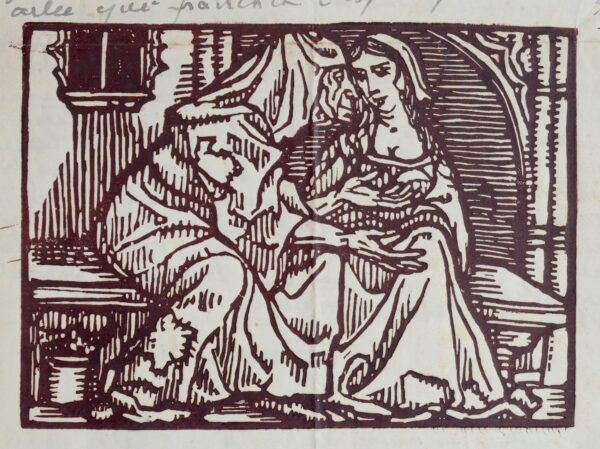 Lettre d'Émile Bernard illustrée d'une magnifique gravure originale