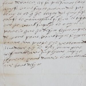 Exceptionnelle lettre d'Anne de Montmorency à la reine Catherine de Médicis