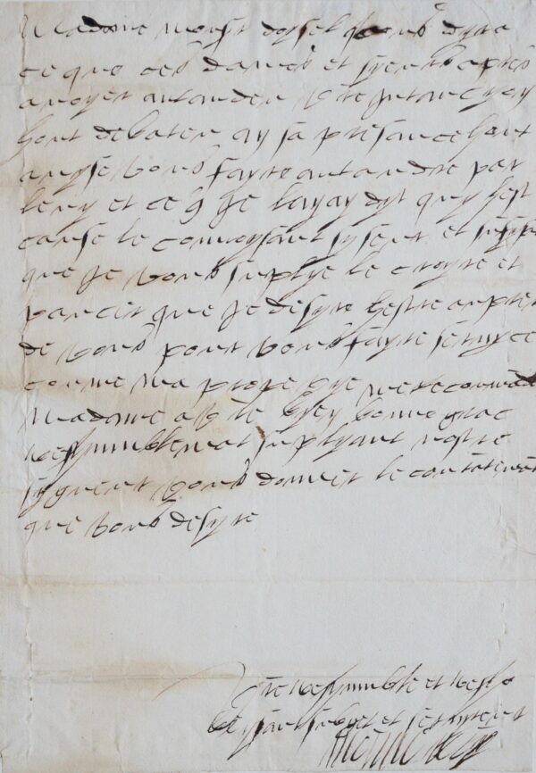 Exceptionnelle lettre d'Anne de Montmorency à la reine Catherine de Médicis