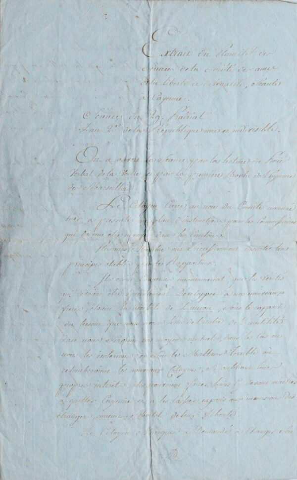 Résumé d'une séance du club jacobin des Amis
de la liberté, en Guyane