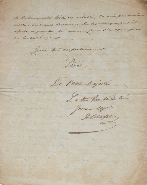 Lettre adressée à Henri 1er roi d'Haïti par son secrétaire en 1814
