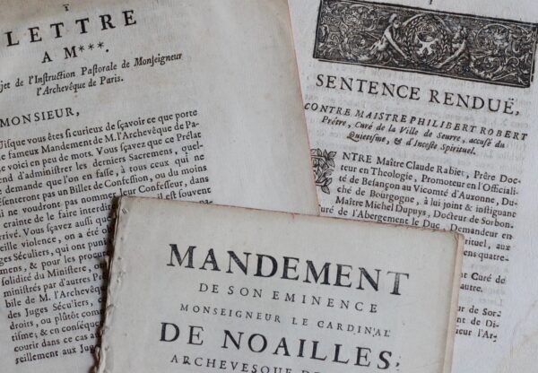 Trois imprimés des XVIIe et XVIIIe siècle relatifs aux miracles, au quiétisme, etc.