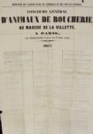 Affiche de 1869 du concours général d'animaux de boucherie, à la Villette