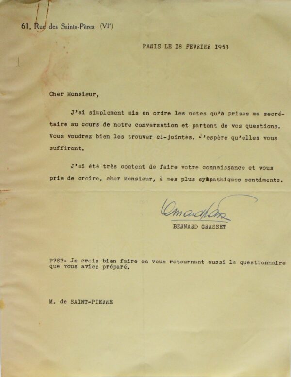 Bernard Grasset évoque son travail d'écrivain