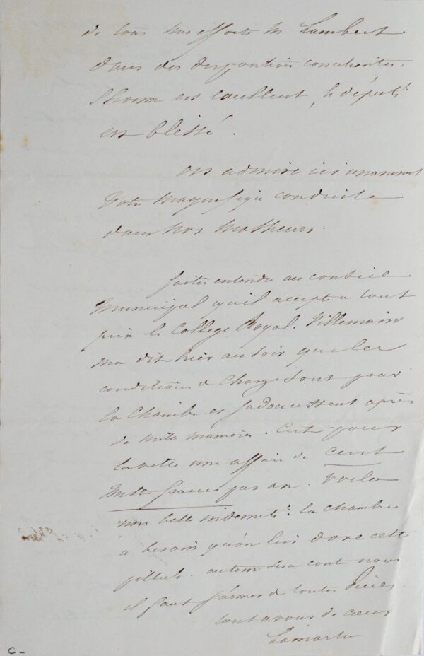 Lettre politique d'Alphonse de Lamartine sur l'affaire de Charolles