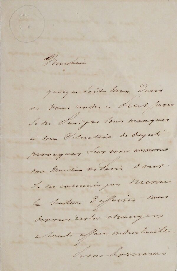 Lamartine accepte d'appuyer son correspondant