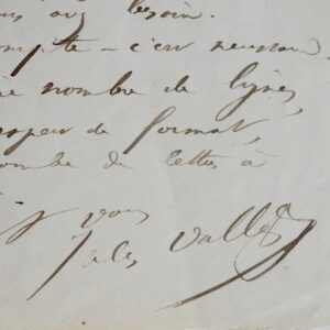 Lettre de Jules Vallès à l'ancien communard Jules Boulabert