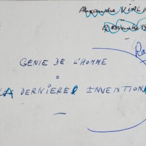 Manuscrit satyrique d'Alexandre Vialatte : "Génie de l'homme - La dernière invention"