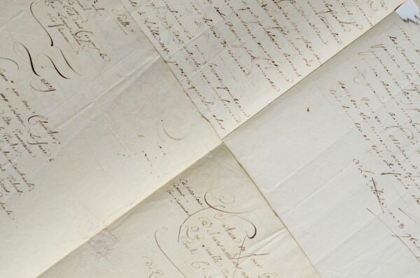 Rares lettre et manuscrit de Pierre Charles Cosson adressés à Justine Favart