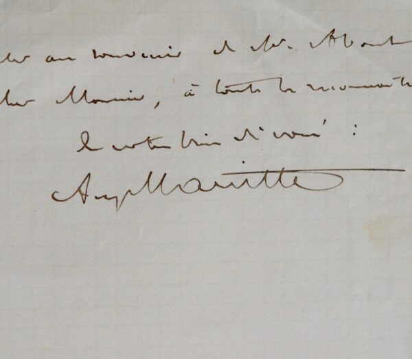 Lettre de l'égyptologue Auguste Mariette écrite de Boulaq