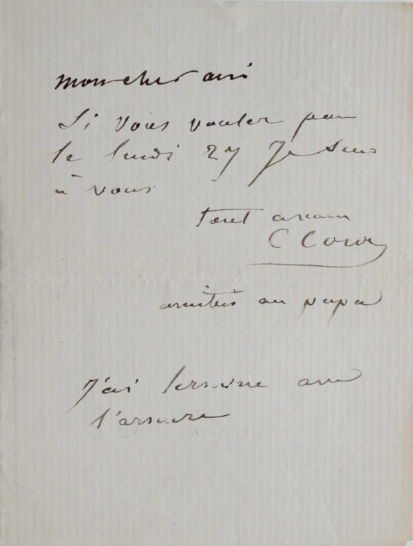 Corot achève de représenter une armure et prévient Jules Badin