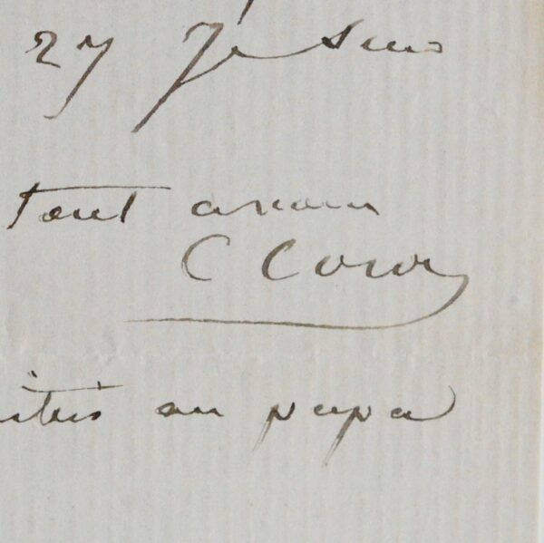 Corot achève de représenter une armure et prévient Jules Badin