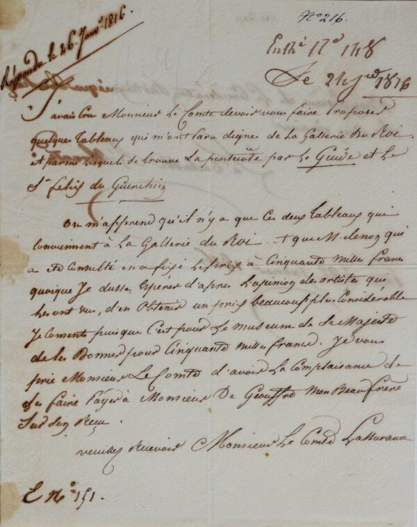 Laure d'Abrantès vend deux précieux tableaux au Louvre, de Guido Reni et du Guerchin