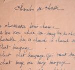Manuscrit du célèbre poème surréaliste de Robert Desnos "Chanson de chasse"