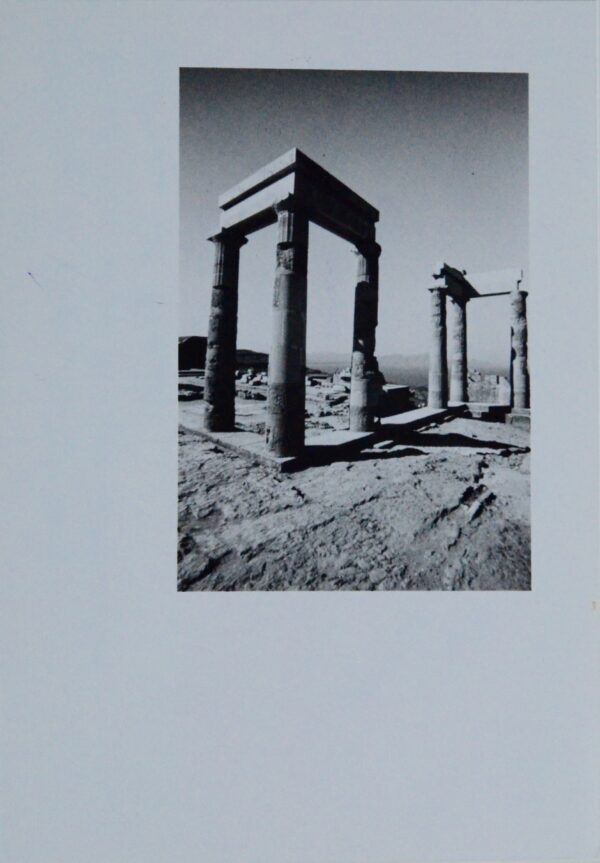 Poème de Lawrence Durrell, au verso d'une photographie originale de ruines grecques