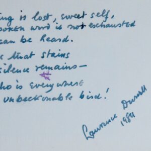 Poème de Lawrence Durrell, au verso d'une photographie originale de ruines grecques