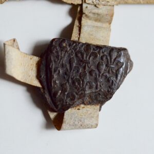 Charte médiévale poitevine avec beau sceau fleurdelisé