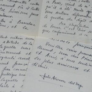 Longue lettre de Julio Alvarez del Vayo à Léon Blum durant le guerre civile espagnole
