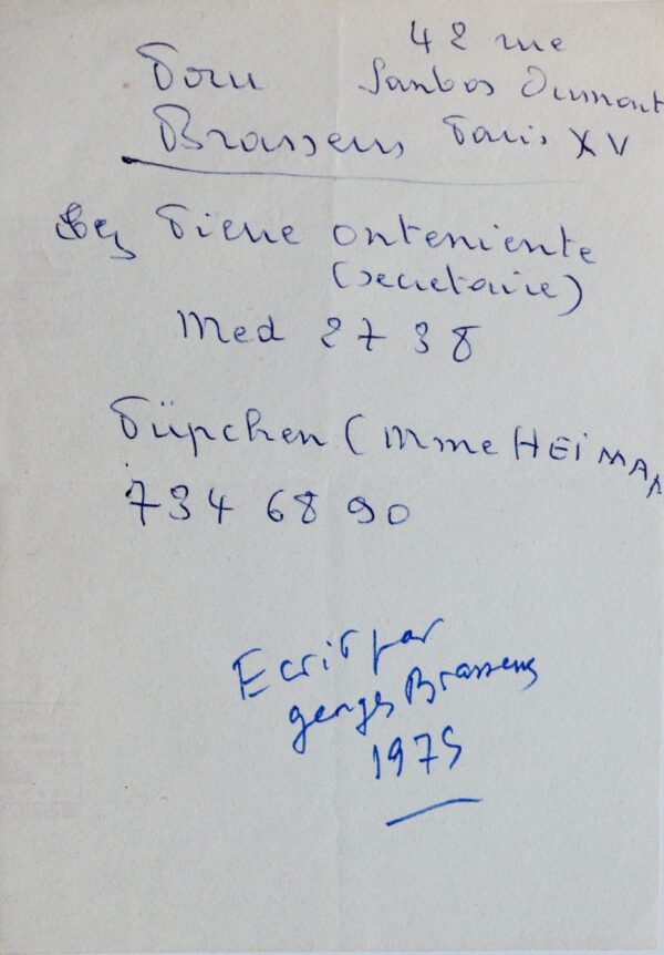 Brassens mentionne Pierre Onteniente et Joha Heiman dite "Püppchen"