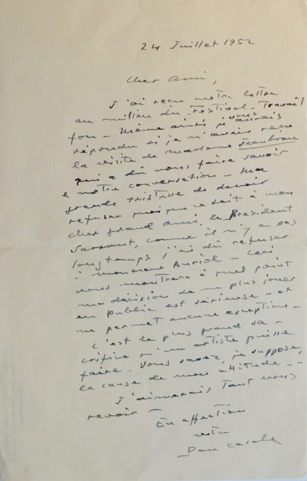 Pablo Casals décide de plus jouer en public, même devant des présidents