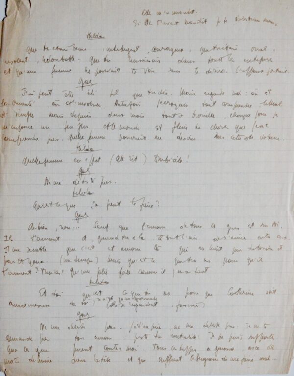 Brouillon de Sartre pour "Le Diable et le Bon Dieu"