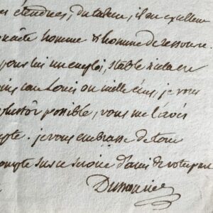 Dumouriez réclame un emploi pour son ami Dorval