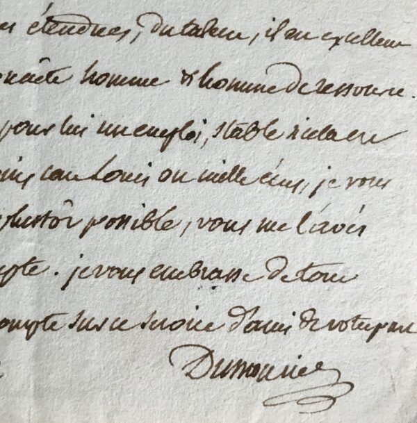 Dumouriez réclame un emploi pour son ami Dorval