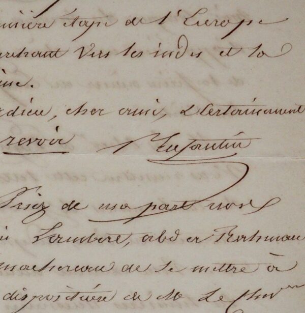 Lettre du saint-simonien Prosper Enfantin à son ami l'égyptologue Linant-Bey