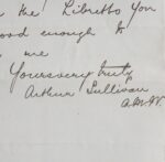 Lettre du compositeur anglais Arthur Sullivan à son confrère Georg Jacobi