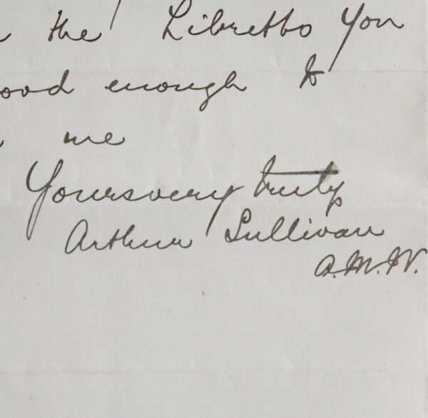 Lettre du compositeur anglais Arthur Sullivan à son confrère Georg Jacobi