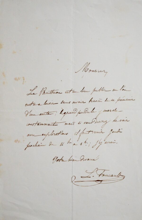 Léon Foucault invite à voir son pendule, au Panthéon