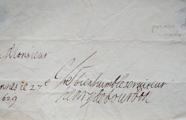 Le prince de Condé rend compte des services à Marie de Médicis au cardinal de Bérulle