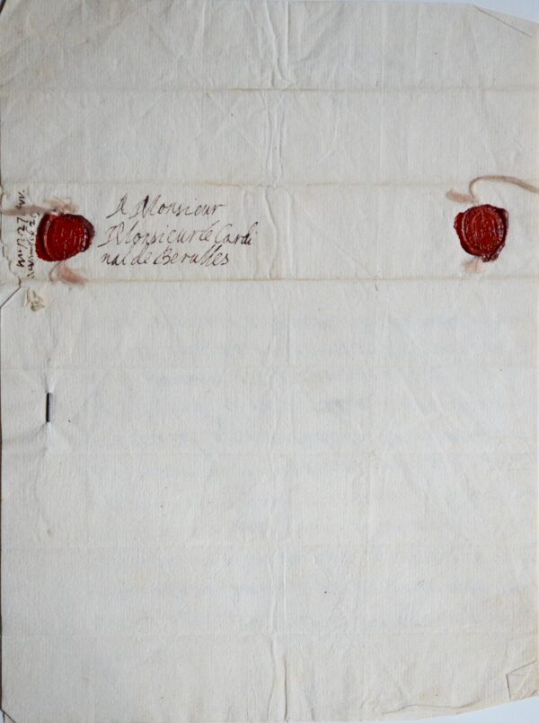 Le prince de Condé rend compte des services à Marie de Médicis au cardinal de Bérulle