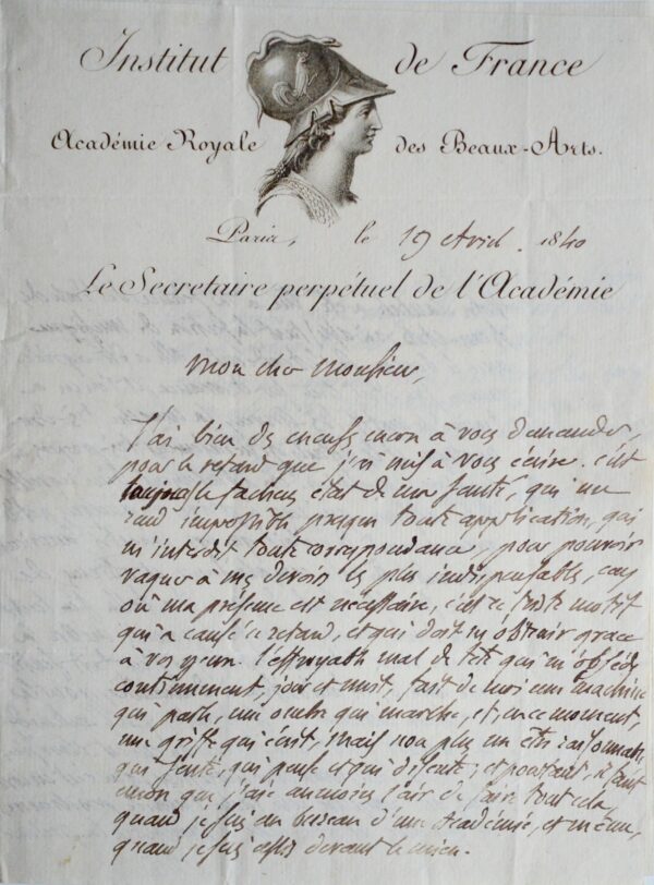 Raoul-Rochette adresse ses remarques à Émile Deschamps