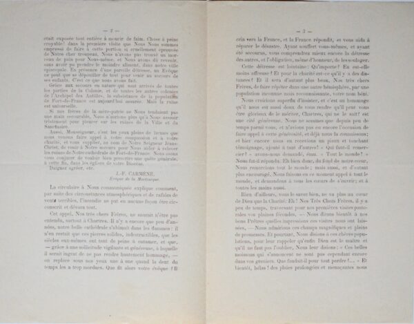 L'Évêque de Chartres et les grands incendies de Martinique de 1890