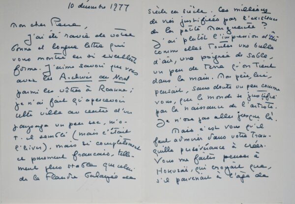 Belle lettre de Marguerite Yourcenar : "le monde se justifie par la naissance de l'artiste"