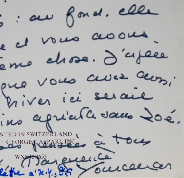 Belle lettre de Marguerite Yourcenar : "le monde se justifie par la naissance de l'artiste"