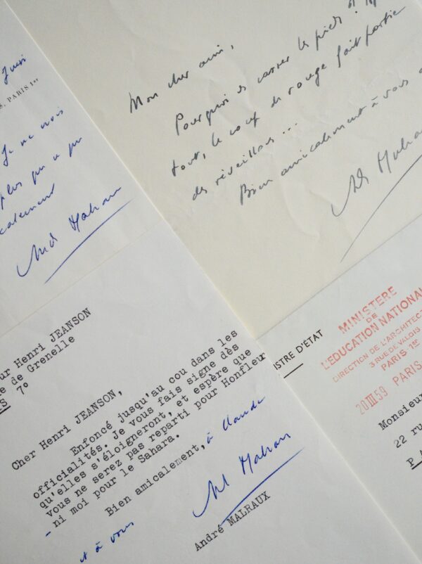 Trois lettres de Malraux à Henri Jeanson et Claude Marcy