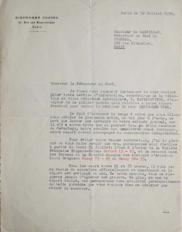 Dieudonné Costes fait taire la presse pour ménager le suspens du départ Paris-New York