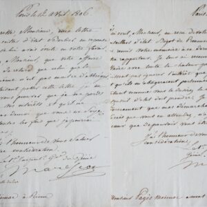 Ensemble de deux lettres du général Marescot de 1806