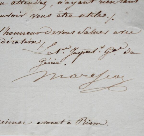 Ensemble de deux lettres du général Marescot de 1806