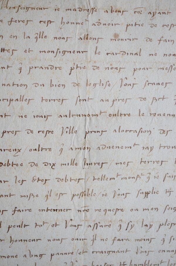 Lettre de détresse de l'abbesse de Fontevraud, Françoise de Rohan "nous allons mourir de faim"