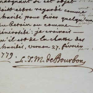 Le duc de Penthièvre, charitable, finance l'hospitalisation d'un invalide à Bicêtre