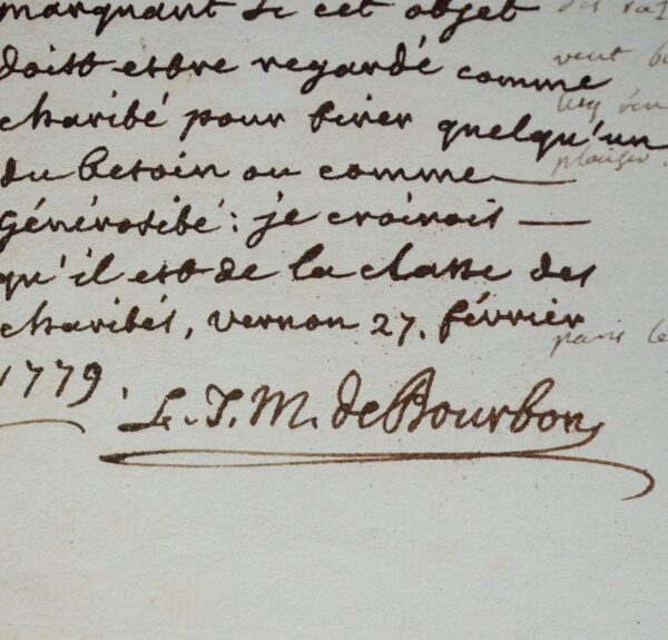 Le duc de Penthièvre, charitable, finance l'hospitalisation d'un invalide à Bicêtre