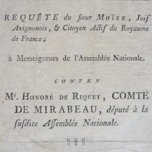 Un "Juif avignonais" dénonce les dettes de Mirabeau