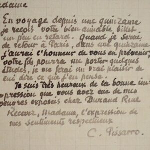 Pissarro ravi de l'impression donnée par sa récente exposition chez Durand-Ruel