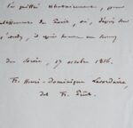 Certificat du père Lacordaire pour le guadeloupéen L'Herminier